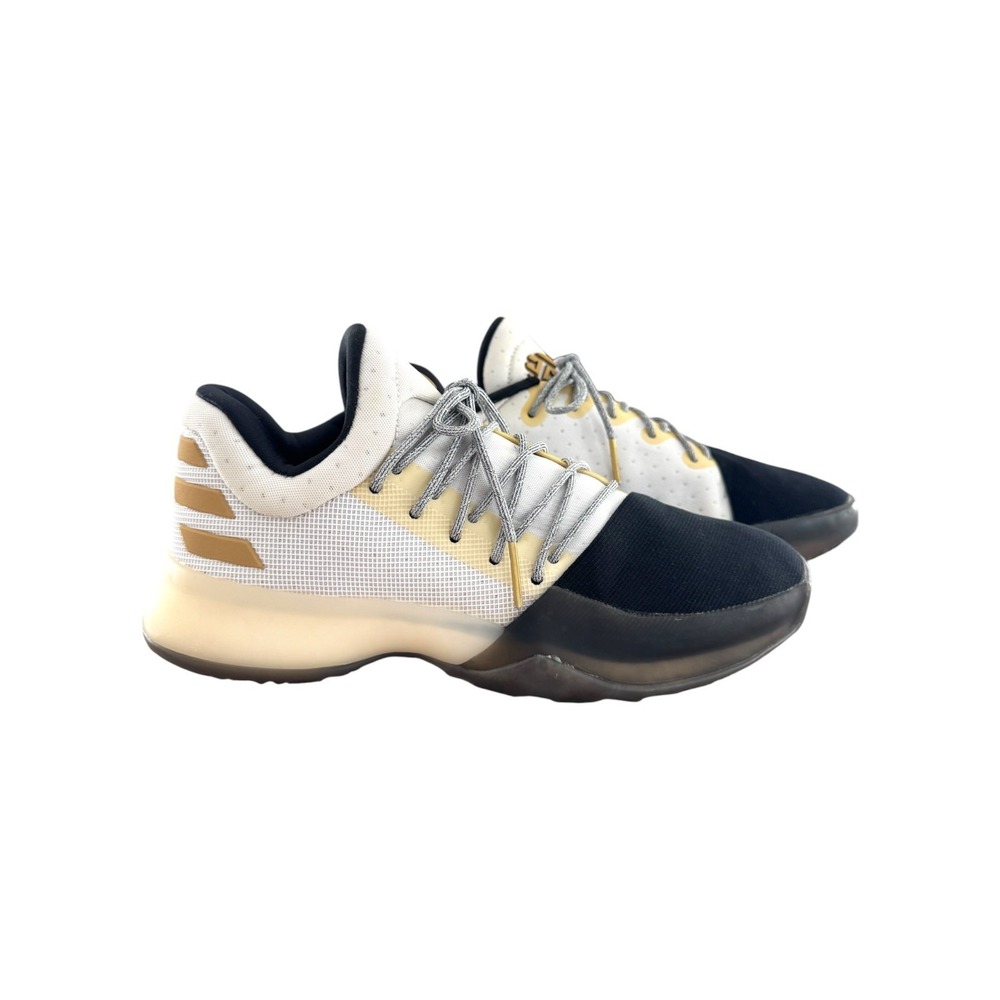 Adidas Harden Vol 1 Disruptor Sneakers Men's US 8 White Black Gold Shoes BW0552